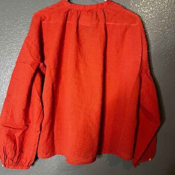 Universal Thread Rust Textured Peasant Blouse M Button Front - Picture 3 of 9